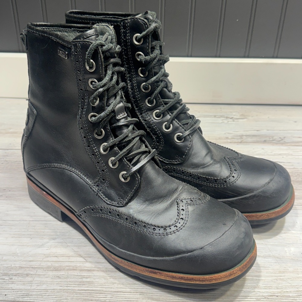 UGG Australia Branton Boots Men's Sz 11 Black Waterproof Leather Lace Up